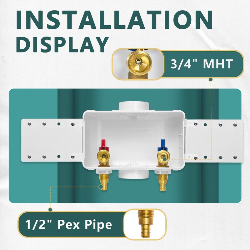Washing Machine Outlet Box, Niikappu 1/2 Inch Pex Crimp Inlet