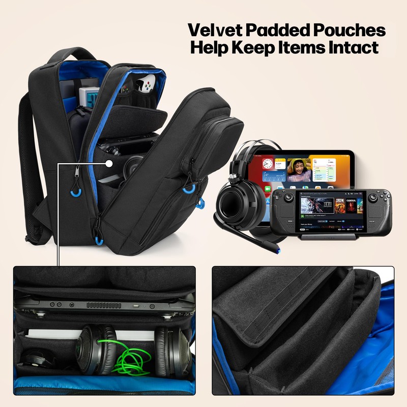 PGmoon Carrying Backpack Compatible with Steam Deck, Travel Case Bag