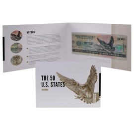 HOBBY OF KINGS USA 100 Dollar Note | Oregon Commemorative Souvenir | Peregrine Falcon | Duckbill Formation | Collector's Album | The 50 U.S. States Edition