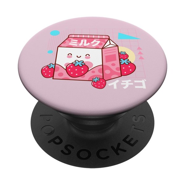Retro 90s Japanese Carton Pastelcore Kawaii Strawberry Milk PopSockets Adhesive