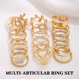 ZKGYUS 22 Piece Rings Set for Women Ankle Rings Stackable Open Thumb Rings for Women Trendy Stacking Rings Set Minimalist Finger Rings Set Gold