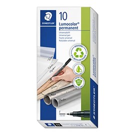 Staedtler 318-9 Rotuladores permanentes de punta fina Lumocolor, caja con 10 unidades