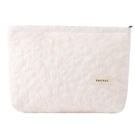 lllyan Makeup Organizer and Toiletry Bag for Women - Travel Makeup Bag with relief Design, Perfect Travel Toiletry Bag, White