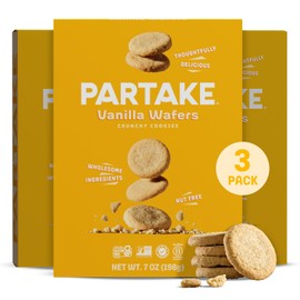 Gluten Free Partake Vanilla Wafers Cookies - Vegan - Free From the Top 9 Allergens Including Dairy, Wheat, Soy, Eggs, & Peanuts - Non GMO - Safe School & Office Snack (3 Pack, 7oz Boxes)