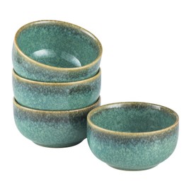 HENXFEN LEAD 10 OZ Dessert Bowls Set - Small Side Dish Serving Bowls Bowls for Ice Cream, Rice, Oatmeal, Snacks, Portion Control, Dishwasher & Microwave Safe - Reactive Green