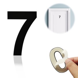 BetLight 3 inch Self-Adhesive House Numbers/Stainless Steel Sticker Mailbox Numbers/Black/Number 7