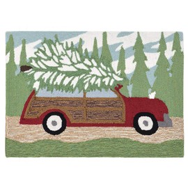 Liora Manne Front Porch Woody Wonderland Pine Indoor/Outdoor Rug, 20" X 30", Dark Green and Brown