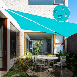 Windscreen4less Waterproof 8'x19'x20.6' Triangle Sun Shade Sail Canopy Cover UV Blockage for Pergola Patio Deck Balcony Yard Outdoor (Turquoise)