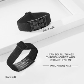 RUOOUY Soccer Cross Bracelet for Men Adjustable Elastic Nylon Wrist Inspirational Bible Verses Bracelet Christian jewelry Gift for Men Teen（I Can Do）