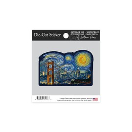 Die Cut Sticker San Francisco, California, Starry Night City Series, Contour Vinyl Sticker 1 to 3 inches (Waterproof Decal for Cars, Water Bottles, Laptops, Coolers), Small