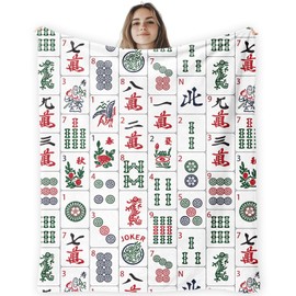 CosxHabitat Mahjong Gifts Throw Blanket,Gifts for Women Gilrs Mah Jong Players Lovers,Mahjong Blanket for Office Couch Bed Girls Dorm Bedroom Living Room,50x60 Inches