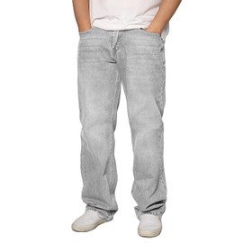 URBANJ Men's Baggy Jeans Loose Fit Wide Leg Denim Pants (US, Numeric, 32, Regular, Regular, 0999 Grey)