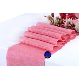 MDS 5 PCS 100% Natural Burlap Table Runners 12 x 108 Inch, Rustic Farmhouse Jute Country Vintage Boho Jute Burlap Roll for Wedding Home Indoor Outdoor Party Dinning Table Decoration - Pink