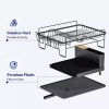 Kitsure Extendable Stainless Steel Dish Drying Rack with Drainboard Black