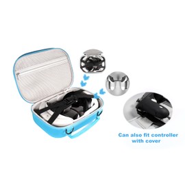 GETGEAR VR Headset Case for compatible with Meta Quest 3/ 3s, Portable travel organizer for VR and controllers with shoulder strap, also fits for Meta Quest 2, Oculus Quest 3, Vision Pro (Blue)