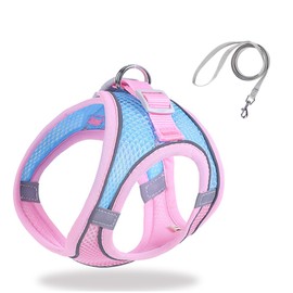 HIPVMES Cat Harness and Leash Set Soft Adjustable Escape Proof Cat Leash Breathable Comfortable Vest Easy to Wear Kitten/Small Dogs Harness for Outdoor Walking Blue L