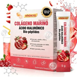 Windboss Péptidos De Colágeno Ácido Hialurónico 30 Sachets
