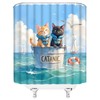 Funny Cats Shower Curtain,Catanic Animal Ocean Kittern Cute Blue Polyester