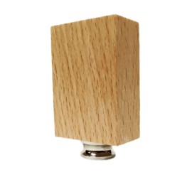 Lite Accents Lamp Finial-SOLID BEECH WOOD RECTANGLE BLOCK-W/Dual Thread Base-Chrome