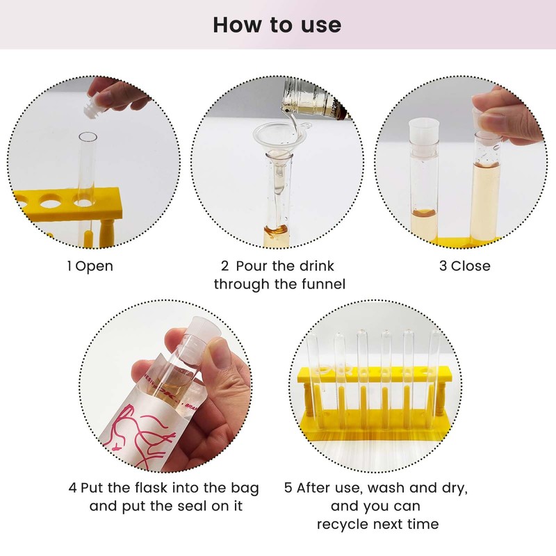 Daily Treasures 65pcs Discreet Tampon Flask Set-20 Reusable Tube Flasks(15ml)