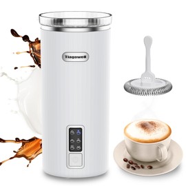 Milk Frother, 6-in-1 Electric Milk Frother and Steamer, 8.5oz/250ml Hot and Cold Foam Maker and Milk Warmer with Auto Shut-Off & Screen Display for Latte, Cappuccinos, Macchiato, Coffee (White)