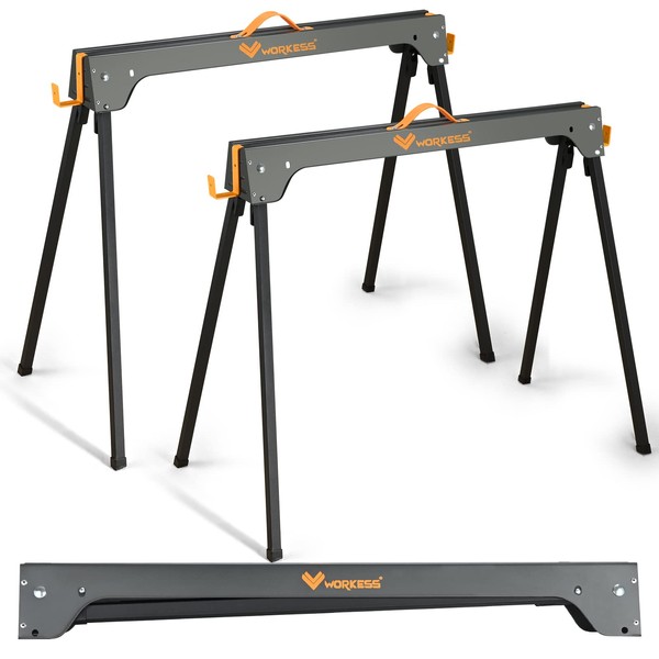 WORKESS Saw Horses 2 Pack, Heavy Duty Folding Portable Saw