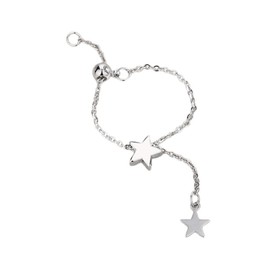 Niaspi Dainty Tassel Finger Rings for Women Silver Plated Minimalist Double Love Heart Star Adjustable Threader Tassel Chain Drop Dangle Stacking Ring Polished Statement Jewelry BFF (Star)