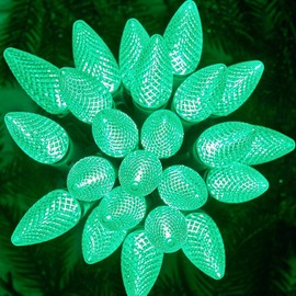 Brightown C9 Christmas String Lights, Green Commercia Outdoor Christmas Lights with 100 Strawberry C9 LED Bulbs, Waterproof Extendable UL Certified for Party Holiday Indoor Outdoor Xmas Decor