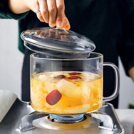 Clear Glass Simmer Pot for Stove Potpourri 1L/34OZ Heat-resistant Glass Saucepan with Cover Cookware Set Clear Cooking Pot with Lid and Handle for Potpourri, Pasta Noodle, Soup, Milk, Baby Food
