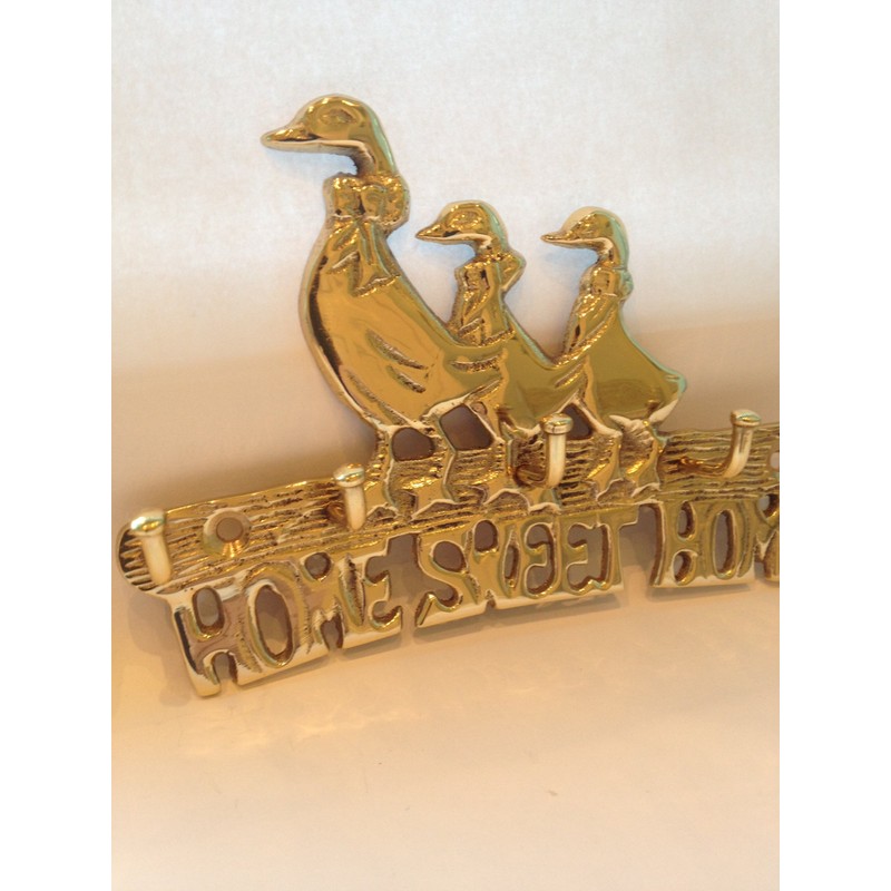 Solid Brass Duck Family " HOME SWEET HOME " House
