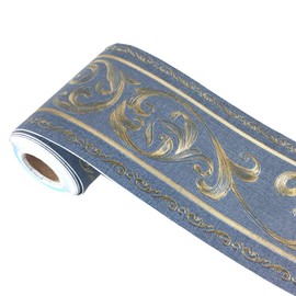 WDragon Floral Pattern Molding Peel Stick Wall Border for Home Decor Bathroom Kitchen,4 inch by 16.4 feet (Navy)