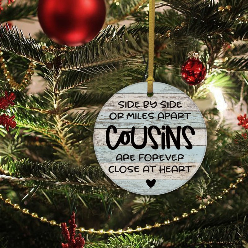 REWIDPARTY Best Gifts for Cousin Christmas Ornament Keepsake Sign Round
