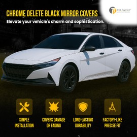 Chrome Delete Gloss Black Car Side Rear View Mirror Cover Caps Compatible with 2021-2025 Hyundai Elantra, MC6391BLK