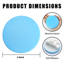 FAMLEAF 3.15" Large Wall Door Handle Stopper, 8PCS Light Blue Self Adhesive Wall Protector Rubber Door Bumpers, Solution for Stopping Damage from Doors Knobs, Shock Absorbent and Noise Reduction