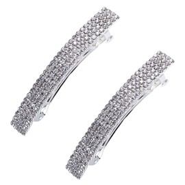 2 Pcs Rhinestone French Bridal Hair Clips Gorgeous Sparkle Rhinestone Hair Clips Ponytail Holder Side Clips Clips and Hair Clips