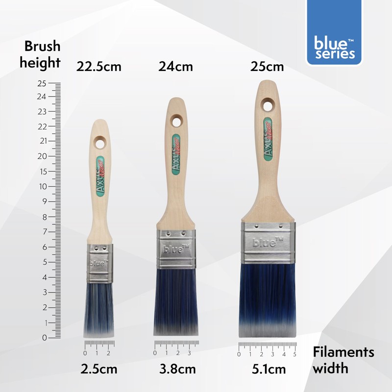 Axus Decor Pro Paint Brushes (blue) Set Of 3-1", 1.5",