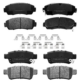 Ceramic Brake Pads Front and Rear for Honda Odyssey 2005-2010 Disc Brake Pads Replacement Parts with Hardware Kits