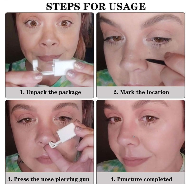 SLVIEKAE Nose Piercing Kit, Self Nose Piercing Gun Nose Piercing