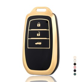 OFF WE GO Car Key Case Key Cover for Toyota Hilux Fortuner Highlander Land Cruiser Charm RAV4 Camry Prado Innova Key Cover Key Box Key Protection Case Black Gold