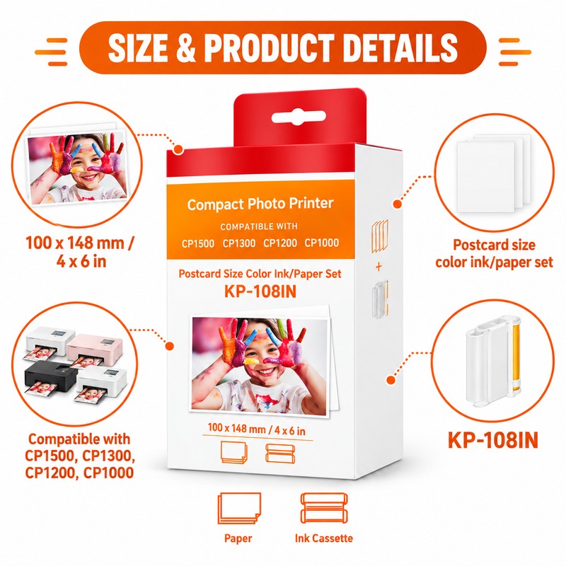 KP-108IN Photo Paper & Ink Cassette Set for Canon SELPHY
