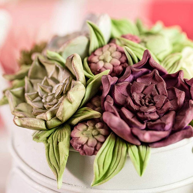 LaVenty 2 moldes de silicona de cactus para fondant, hojas