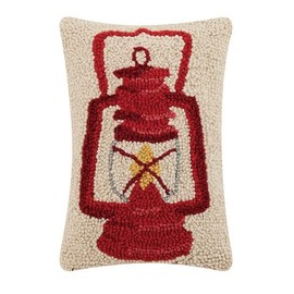 Peking Handicraft Lantern Hook Pillow, Wool and Poly Velvet