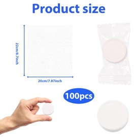 DtgEcd 100 Pack Disposable Compressed Face Towels, Compressed Towels Tablets, Travel Towel Tablets for Camping, Hiking, Beauty Salon, Office and Home Use, Individually Wrapped, 20x22 Cm