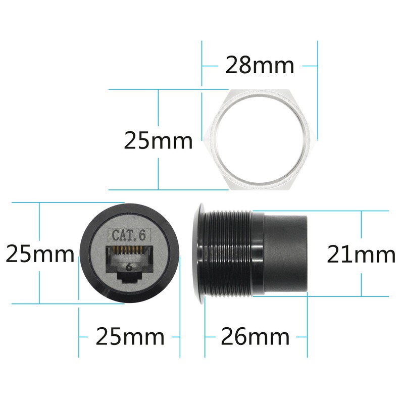 Maixbomr RJ45 Cat 6 Panel Mount Connector Adapter, RJ45 Female