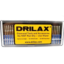 Drilax 30 pcs SET 2mm and 3mm Mix Diamond Drill Bit Cylindrical Bur Kit Jewelry Beach Sea Glass Shells Gemstones Lapidary Shank 1/8 inch