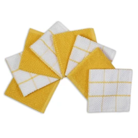 AMOUR INFINI - Juego de 8 paños de rizo altamente absorbentes, súper suaves, de secado rápido, 12 x 12 pulgadas, para limpiar y secar platos de cocina, trapos sin pelusa (amarillo)