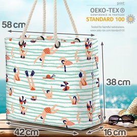 VOID Swimming Pool Fun Beach Bag Shopper 58 x 38 x 16 cm 23L XXL Shopping Bag Travel Bag Beach Bag, multicoloured, Casual
