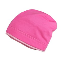 maximo GOTS Kids Beanie Middle, Contrast Trim, Plain Colour, UV 50, Made in Germany, Cotton Jersey, Sun Pink
