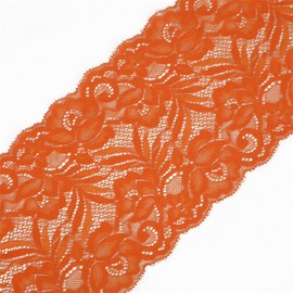 5 Yards Floral Lace Ribbon Stretch Tulle Lace Trim Elastic Webbing Fabric for DIY Jewelry Making Craft Clothes Accessories Gift Wrapping Wedding Party Decoration (Orange)