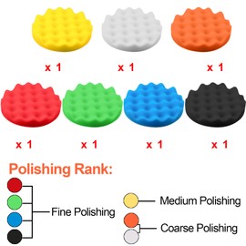 SIQUK 26 Pieces Car Polisher Buffing Pads 6 Inch Car Polishing Pad Kit Foam Polish Pads Wax Bonnets Polisher Buffer Attachment for Drill
